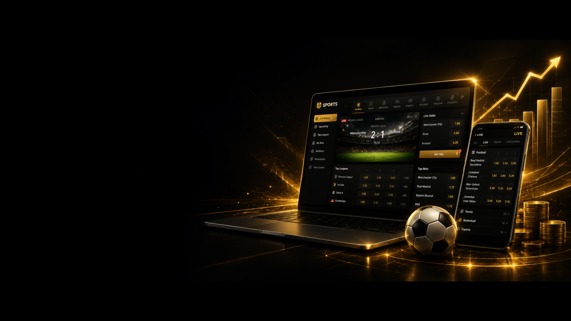 Plataforma de apuestas deportivas EMTEL365 en laptop y celular